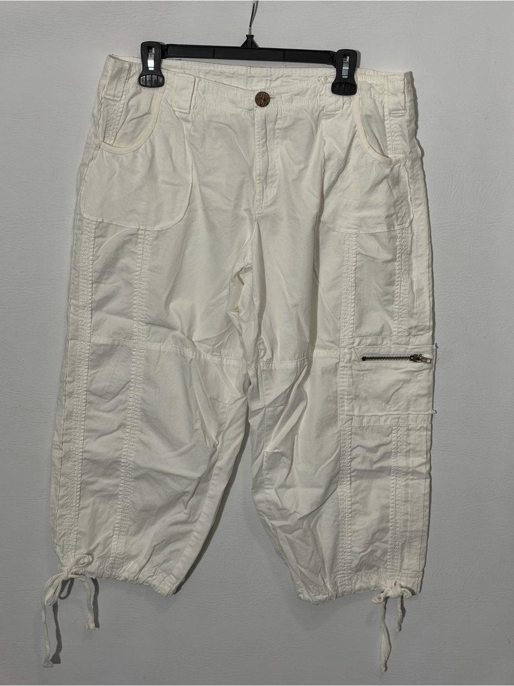 Venezia Cream Cargo Capris with Drawstring Hems 14